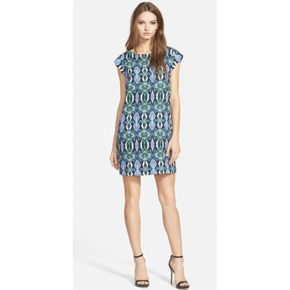 NWT Women's Sam Edelman Cap Sleeve Illusion Panel Shift Dress Sz Large